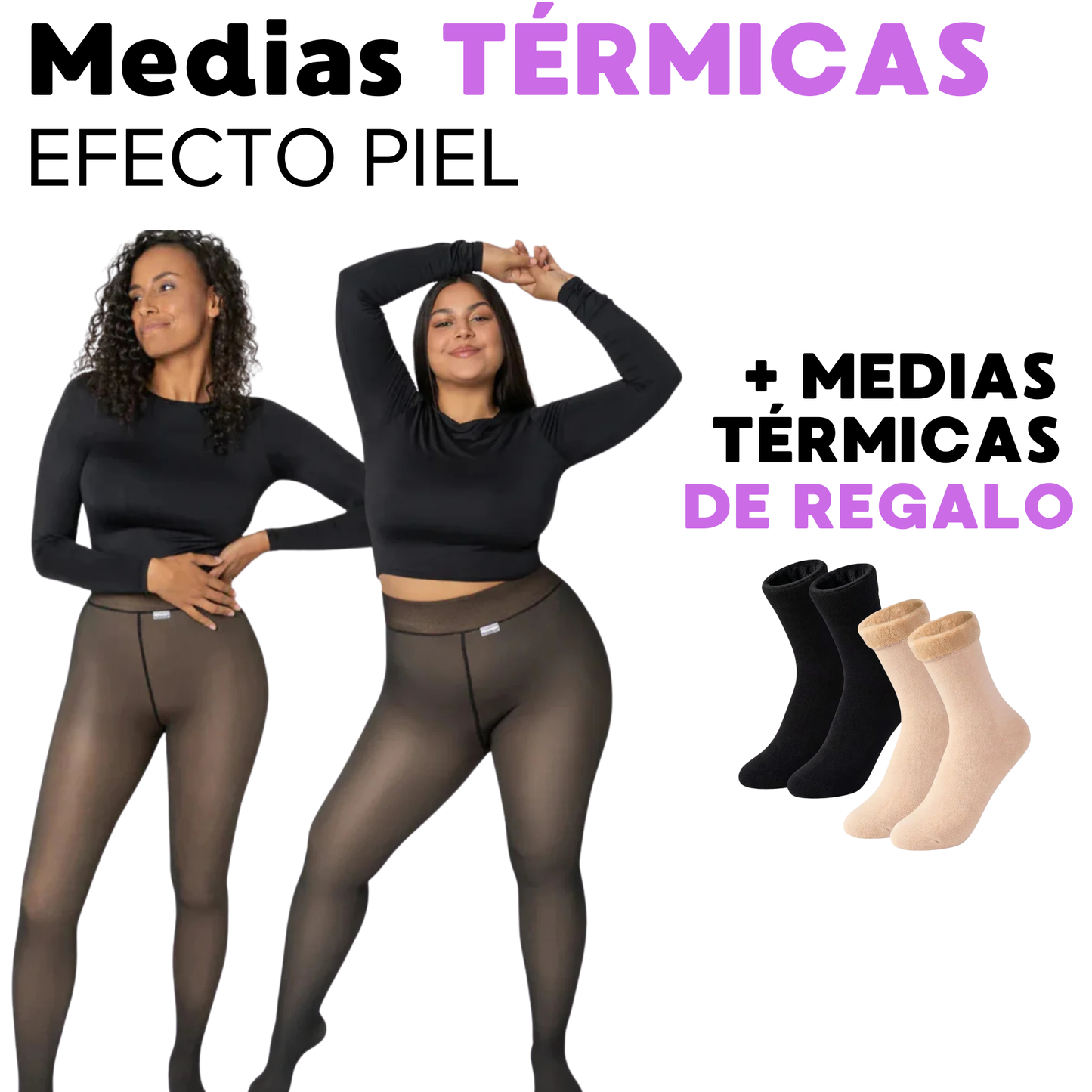 MEDIAS TERMICAS EFECTO PIEL + MEDIAS TERMICAS DE REGALO | NUVIA